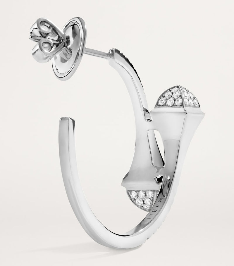 Marli New York small white gold diamond Cleo hoop earrings, UK version