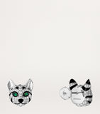 Boucheron cat earrings white gold diamonds emeralds, imported from the UK