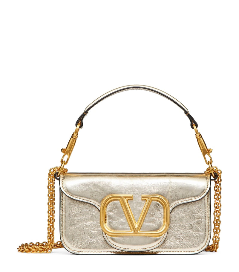 Valentino Garavani small leather Locò shoulder bag, imported from the UK