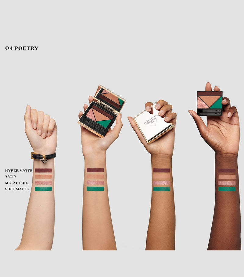 Prada Beauty durable multi-effect eyeshadow palette refill with four shades, imported from the UK