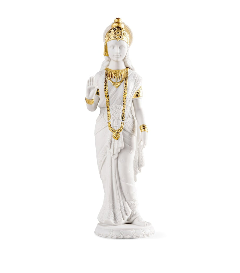 Lladró porcelain Sita sculpture with golden accents - British product