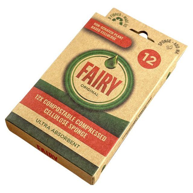 Fairy Original Eco Compostable Compressed Pop up Dish Cleaning Sponges 12 per pack