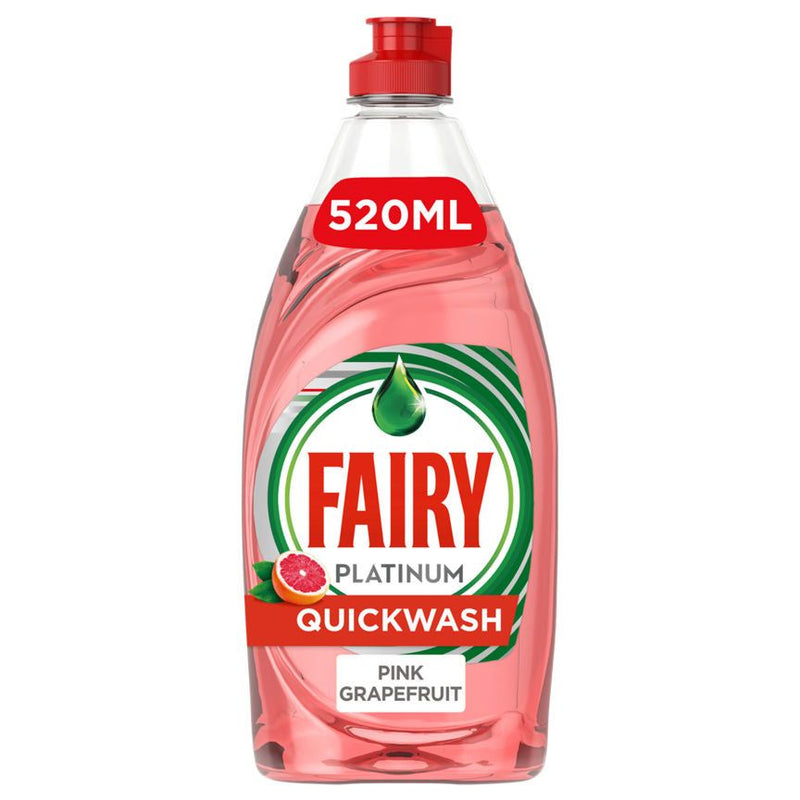 Fairy Platinum Quickwash Grapefruit Washing Up Liquid, Up To 3X Faster Tough Grease Cleaning
