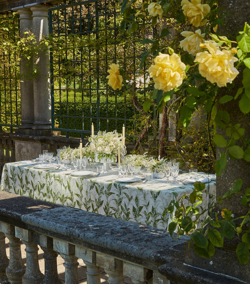 Summerill & Bishop linen Lily of the Valley tablecloth 165cm x 380cm (British brand)
