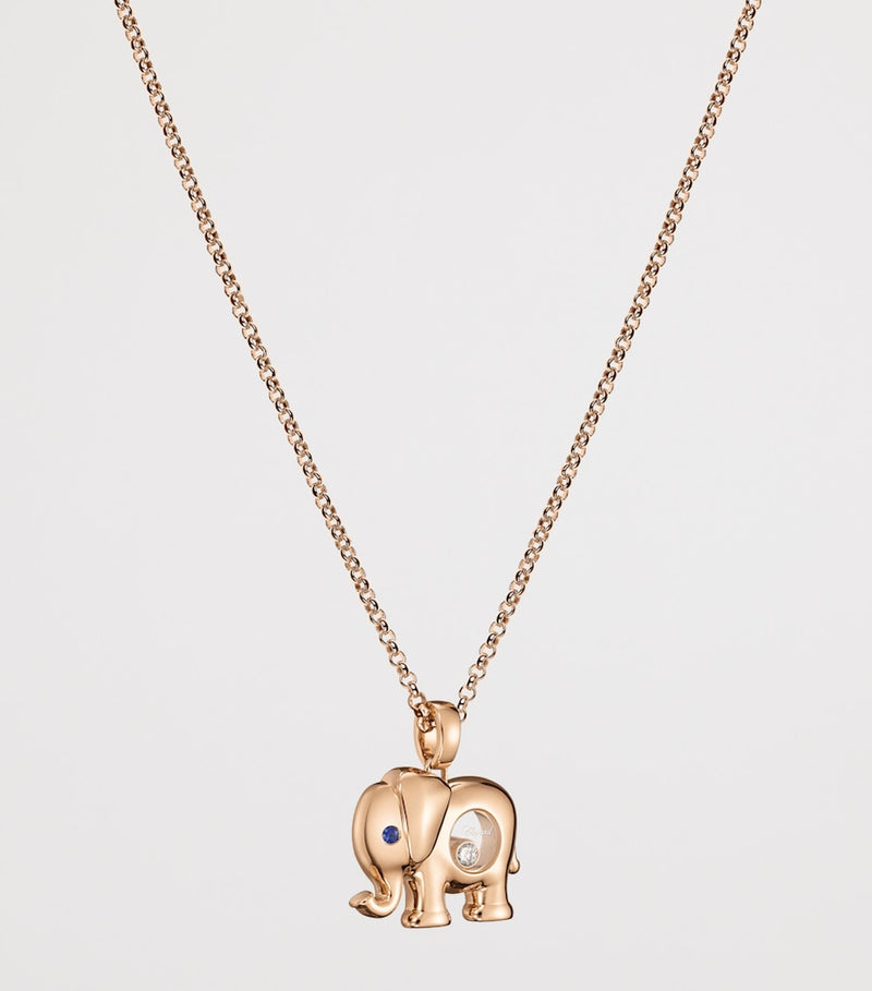 Chopard rose gold Happy Diamonds elephant necklace - British product