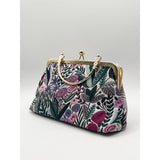 SVNX Blumen-bestickte Clutch-Tasche Grün Pink Polyester, importiert aus Großbritannien