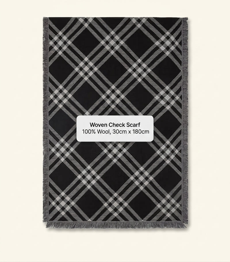 Burberry silk wool wide check scarf 200cm, UK version