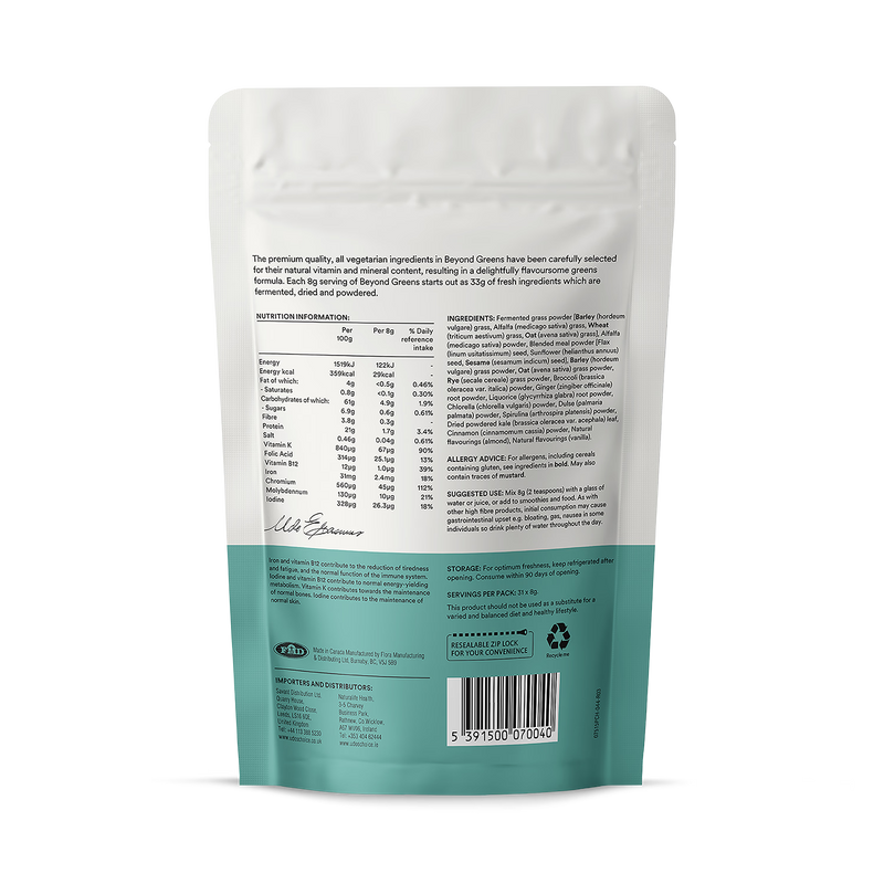 Udo's Choice organic greens powder 255g, imported from the UK