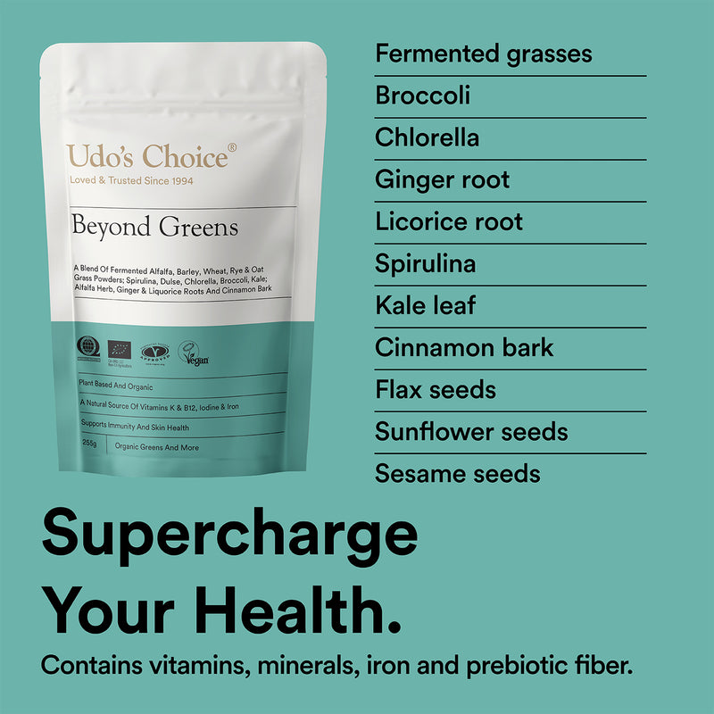 Udo's Choice organic greens powder 255g, imported from the UK