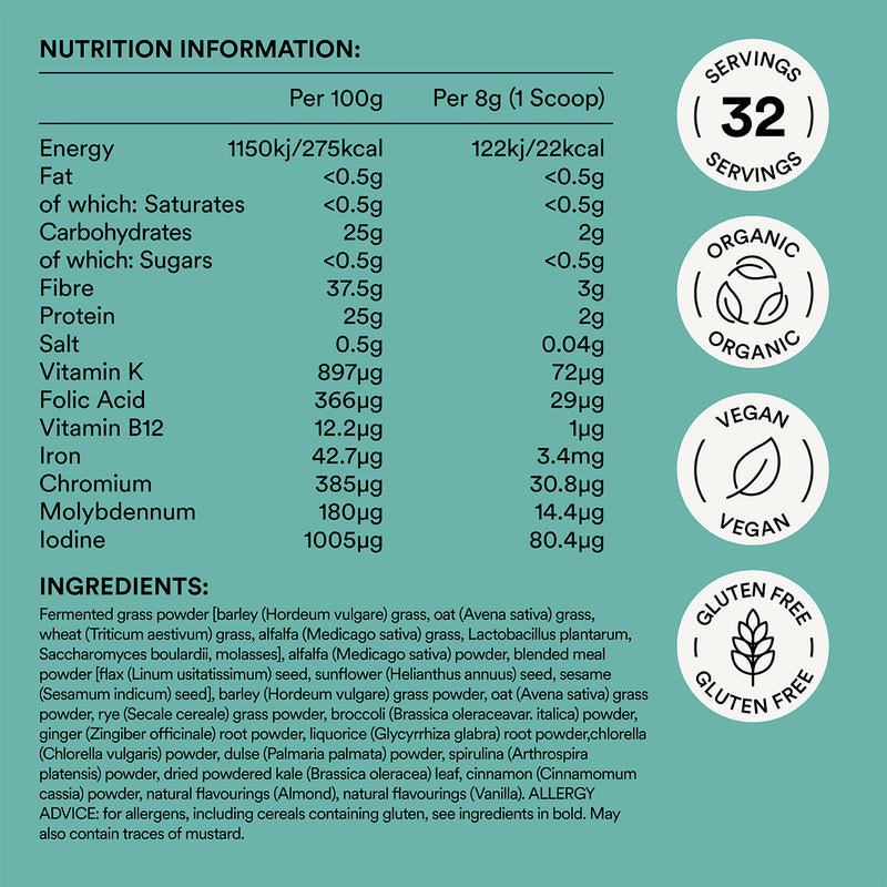 Udo's Choice organic greens powder 255g, imported from the UK