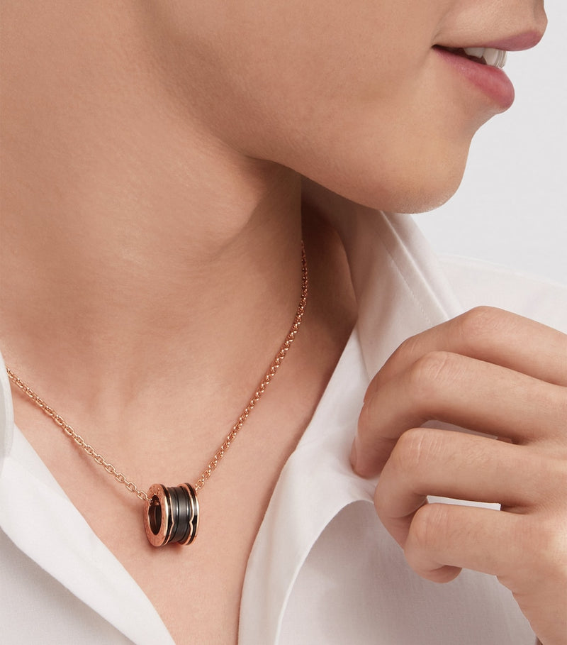 Bvlgari B.zero1 rose gold and ceramic necklace - British product
