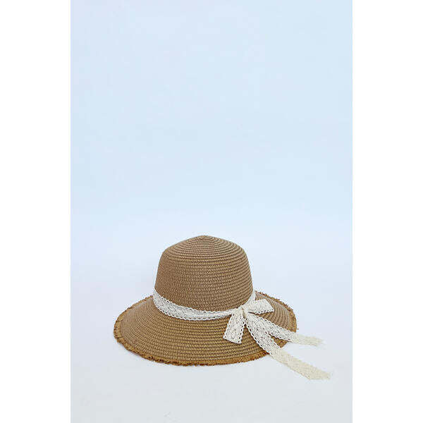 SVNX lace ribbon straw sun hat, imported from the UK