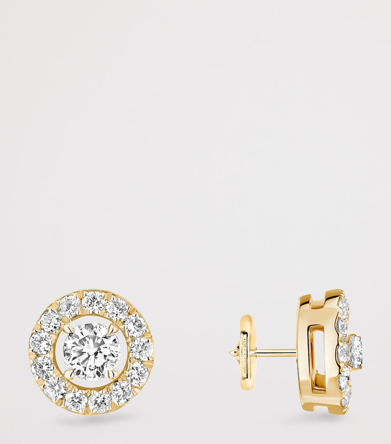 Messika Joy stud earrings yellow gold diamond 5.25mm, imported from the UK