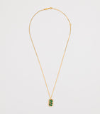 Suzanne Kalan yellow gold diamond and emerald dog tag necklace - British product