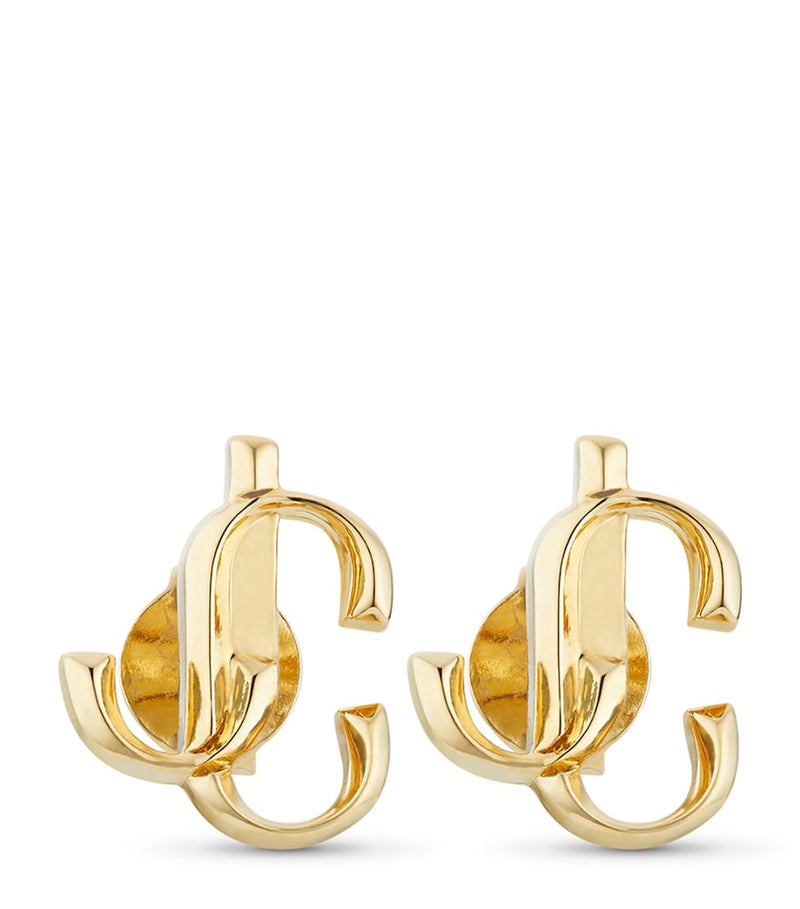 Jimmy Choo JC Logo Mini Stud Earrings, imported from the UK