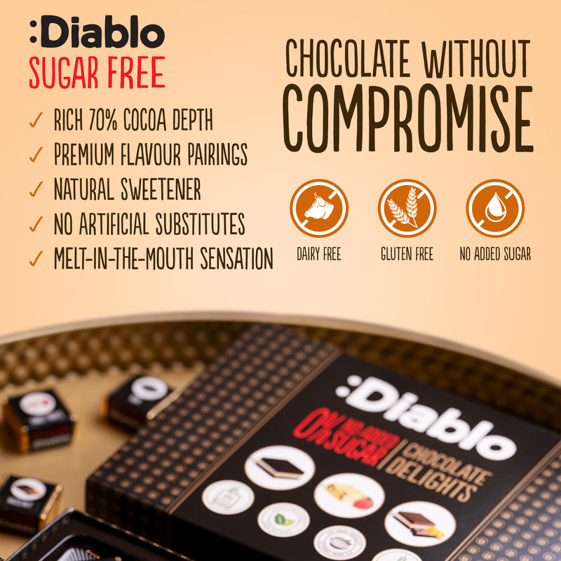 Diablo no added sugar chocolate gift box 115g, UK version