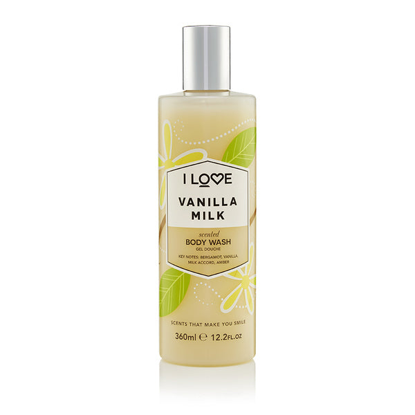 I Love Vanilla Milk Body Wash 350ml, imported from the UK