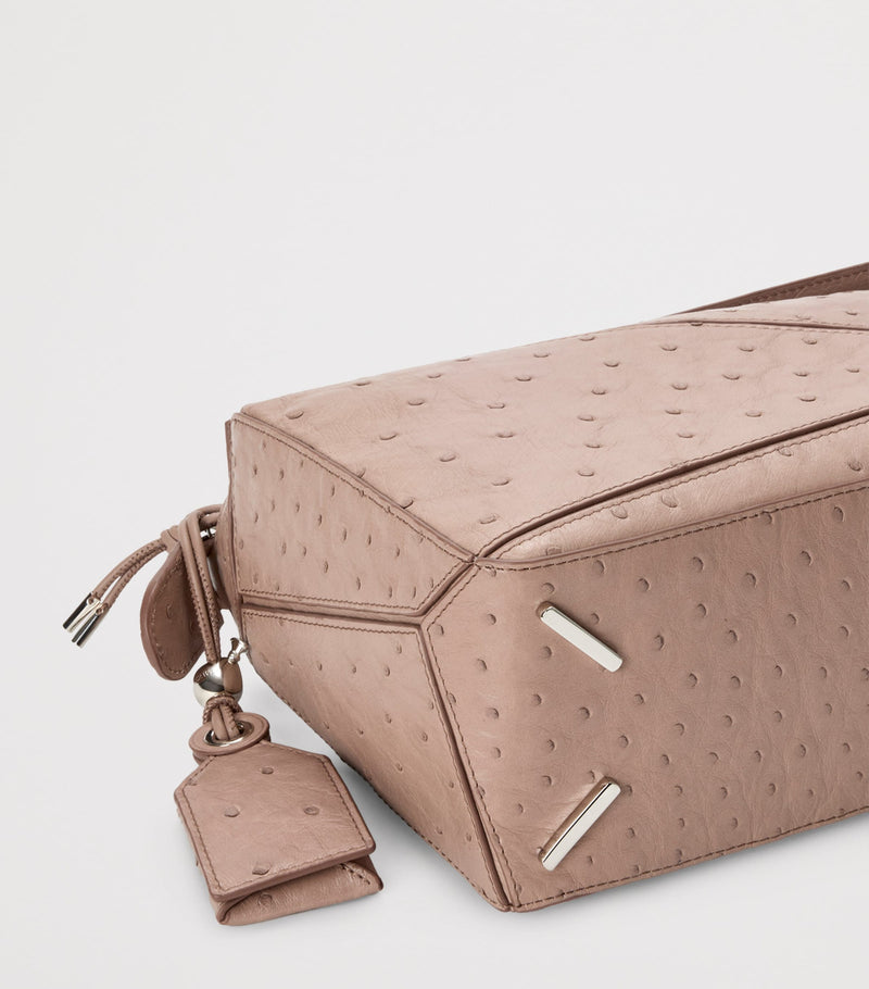 LOEWE Puzzle top-handle bag in ostrich leather, imported from the UK