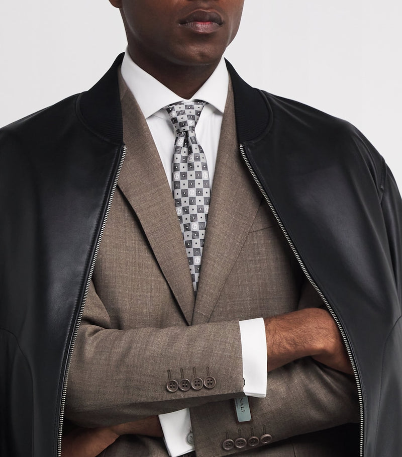 Giorgio Armani silk tie with hatched embroidery - British product