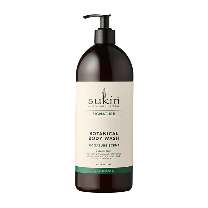 Sukin botanical body wash with rosehip and jojoba 1L (British brand)