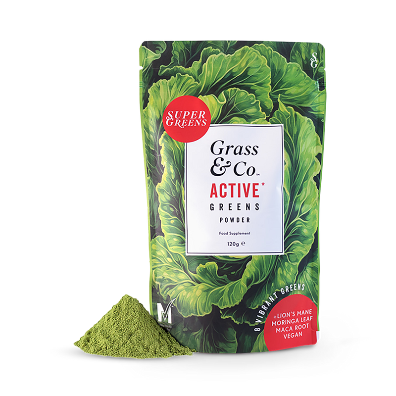 Grass & Co ACTIVE Super Greens Powder 120g, imported from the UK