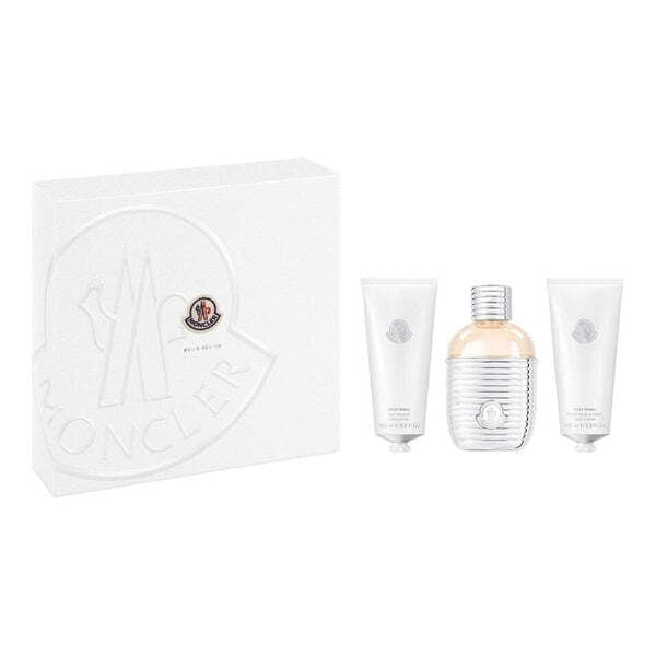 Moncler Pour Femme 100ml EDP shower gel body lotion gift set, imported from the UK