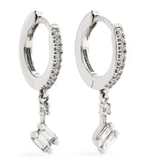 Harrods Suzanne Kalan White Gold and Diamond Classic Dangle Drop Huggie Earrings- Buy online at McGrocer