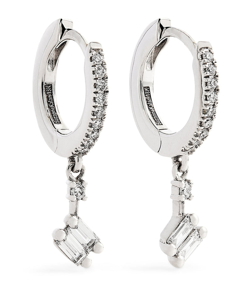 Suzanne Kalan white gold diamond drop earrings, imported from the UK