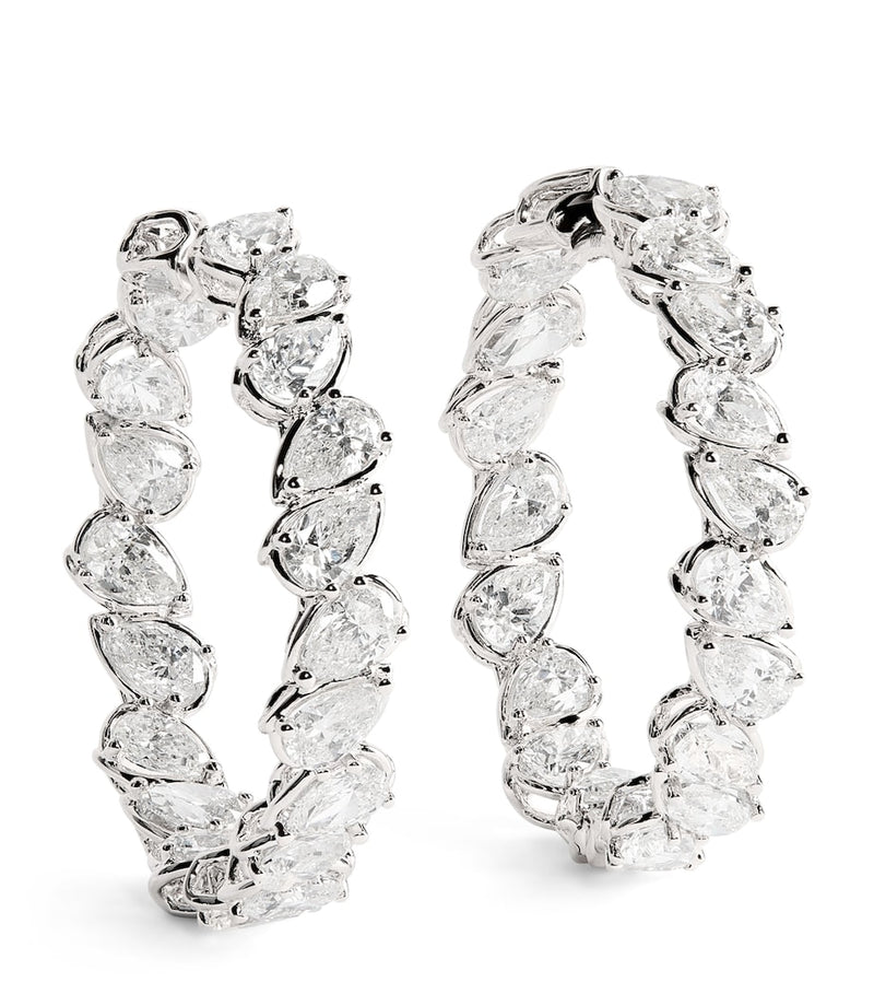 Harrods white gold diamond hoop earrings 9.50ct (British brand)
