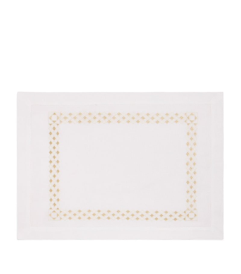 Dea linen embroidered Liri placemat 35cm x 50cm - British product