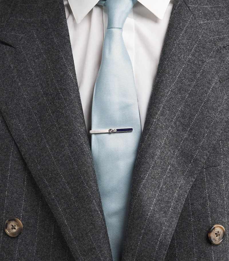 Tateossian gears tie clip brushed silver-tone enamel, UK version