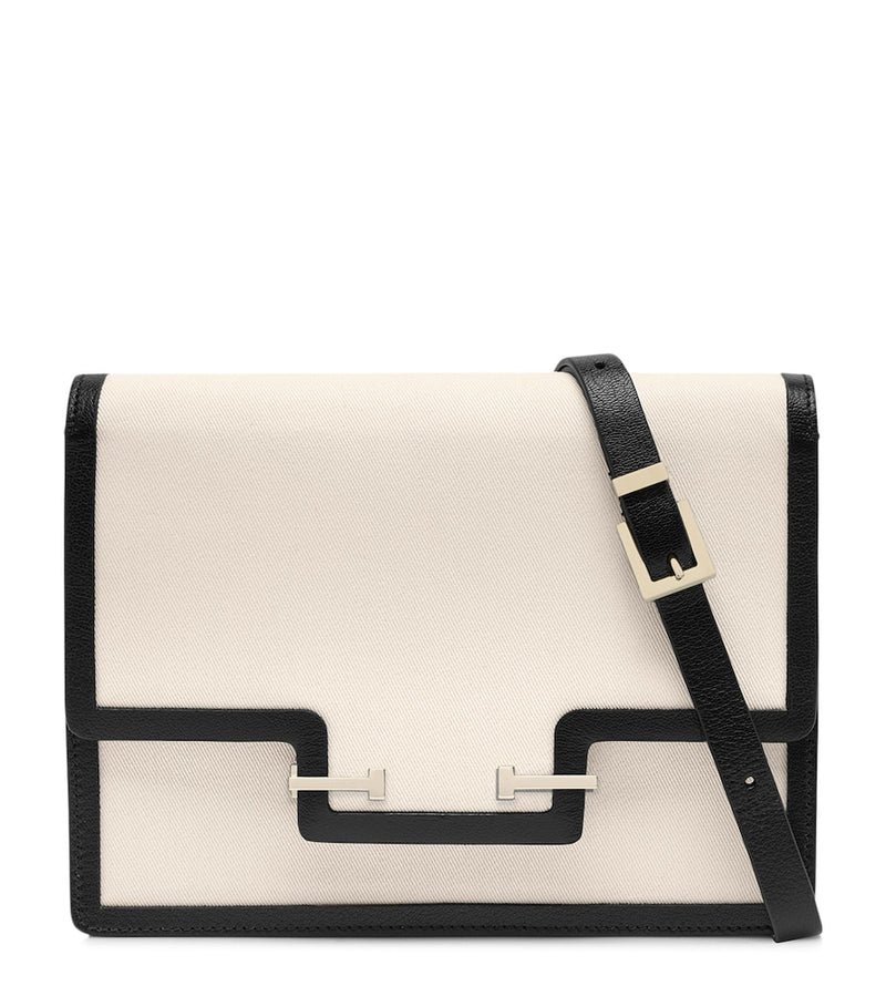 TOM FORD Aube cross-body bag in cotton canvas and calfskin leather, imported from the UK