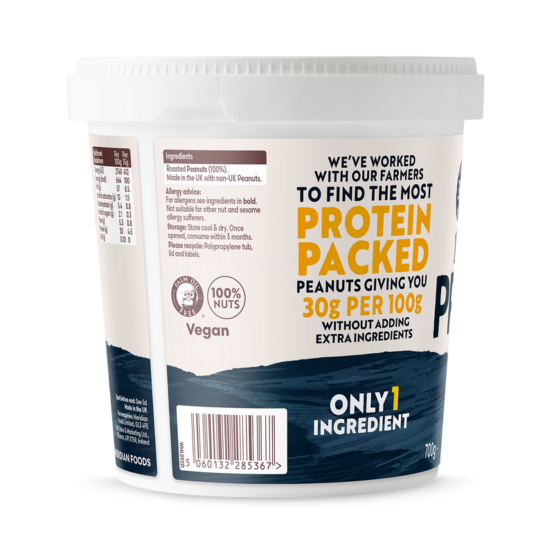 Meridian Protein Smooth Peanut Butter 700g, imported from the UK
