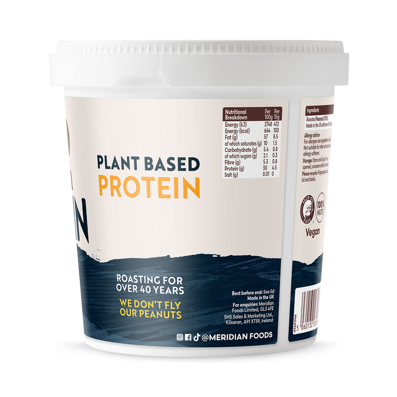 Meridian Protein Smooth Peanut Butter 700g, imported from the UK