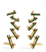 Harrods Suzanne Kalan Deco Yellow Gold and Emerald Wishbone Earrings- Buy online at McGrocer
