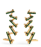 Suzanne Kalan yellow gold and emerald wishbone earrings, UK version