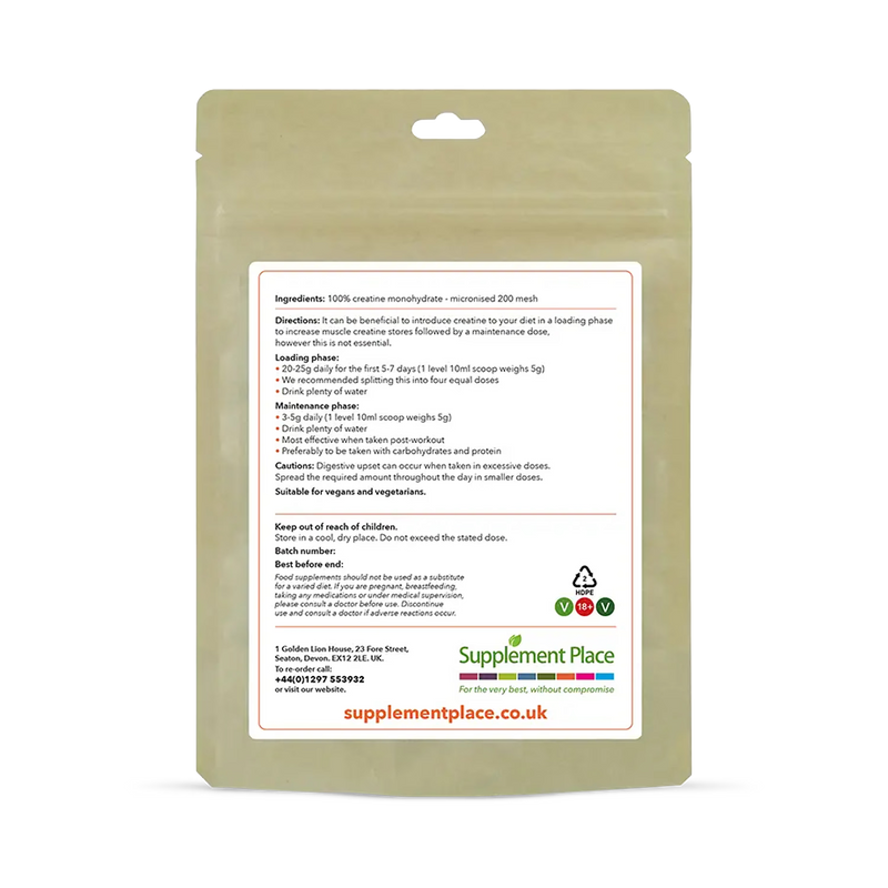 Supplement Place creatine monohydrate powder micronised 200 mesh 250g, UK version