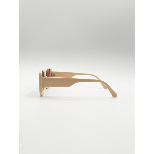 SVNX oversized rectangle sunglasses in beige, imported from the UK