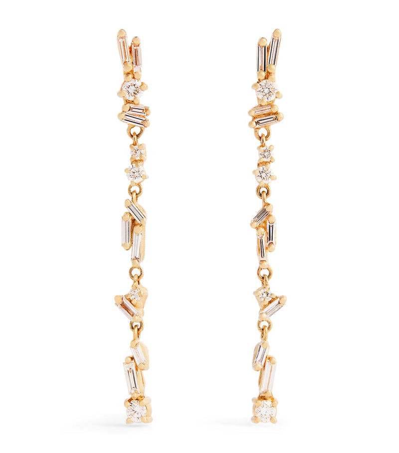 Suzanne Kalan yellow gold diamond Sparkler drop earrings, UK version