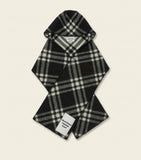 Burberry wool check hooded scarf with horse pin (British brand)