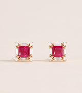 Harrods Suzanne Kalan Princess Midi Stud Earrings in Rose Gold with Diamond and Ruby- Buy online at McGrocer