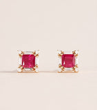 Suzanne Kalan rose gold ruby diamond midi stud earrings, UK version