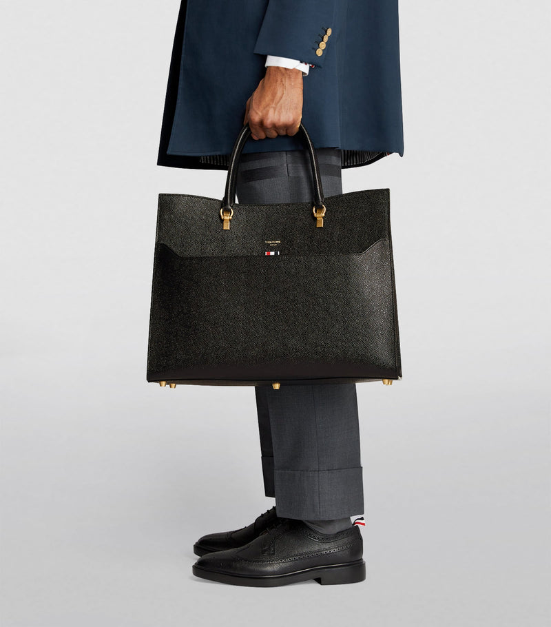 Thom Browne large leather duet tote bag, UK version
