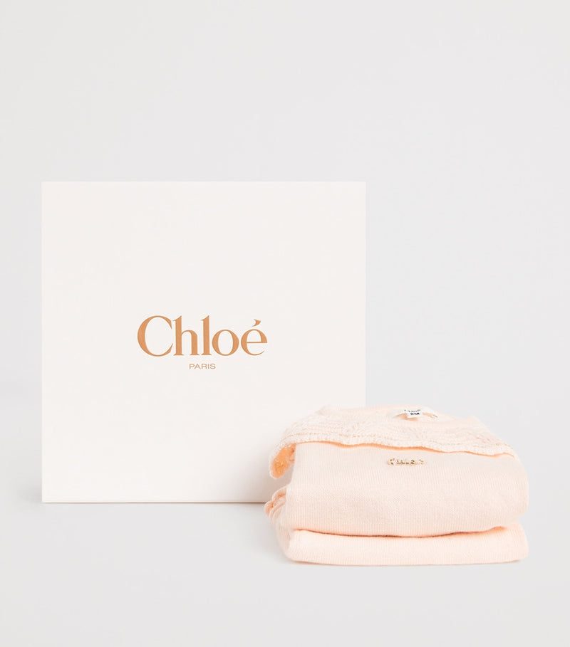 Chloé Kids cotton-cashmere cardigan and trousers set 3-18 months - British product