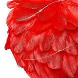 Livingandhome red feather heart hanging ornament with LED lights 25cm, UK version