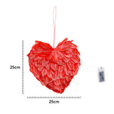 Livingandhome red feather heart hanging ornament with LED lights 25cm, UK version