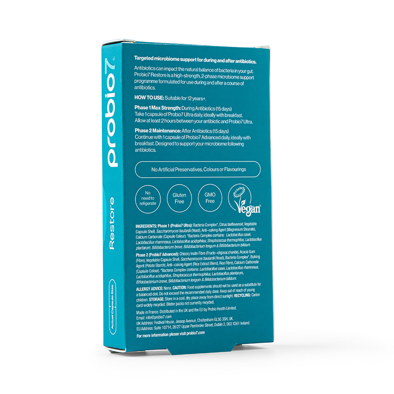 Probio7 Restore probiotic capsules 30 count, imported from the UK