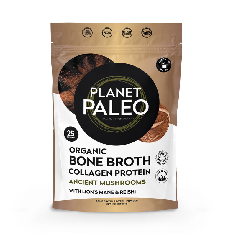 Planet Paleo bone broth ancient mushrooms 225g - British product