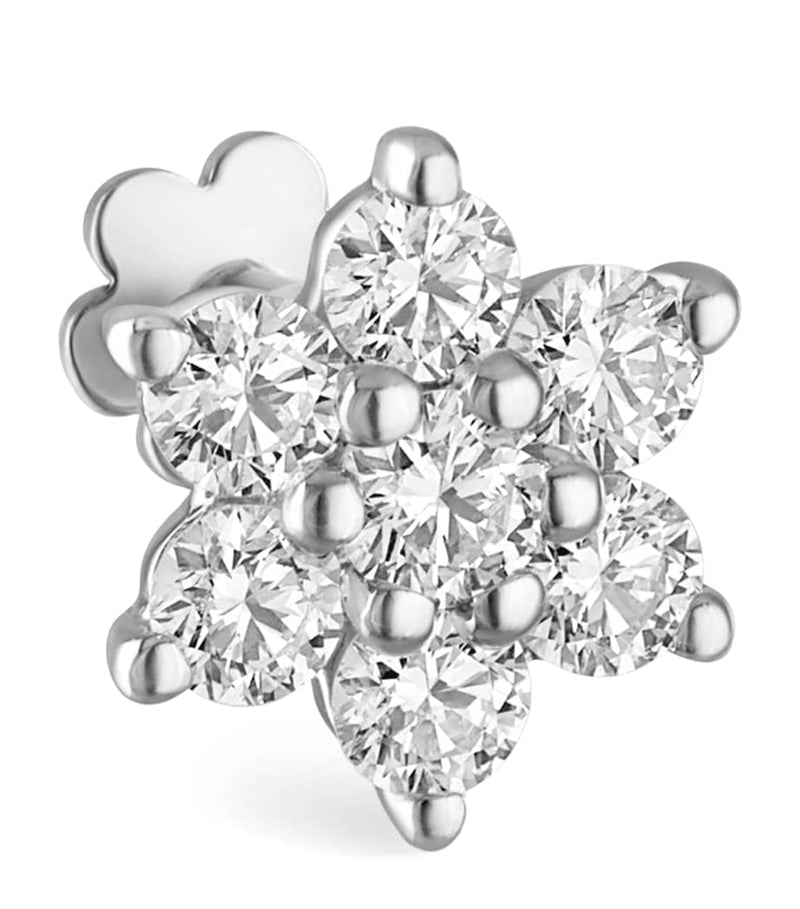 Maria Tash white gold diamond flower stud earring 7mm (British brand)