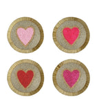 Joanna Buchanan beaded heart coasters set of 4, UK version